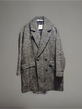 Abercrombie & Fitch The A&F Dad Coat Jacket Blazer- Black/White Herringbone - M